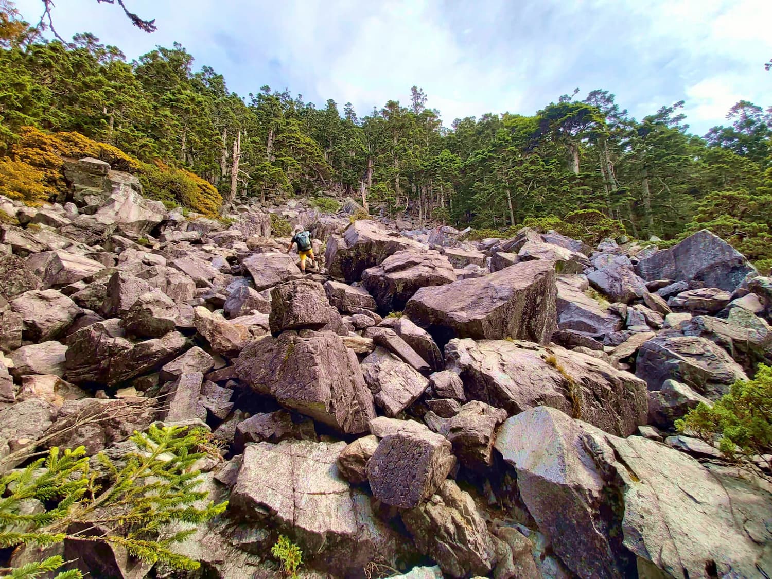 Rubble rock slope before reaching Mt. Baigu
